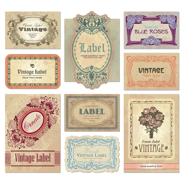 Vintage Etiketten Set (Vektor) — Stockvektor