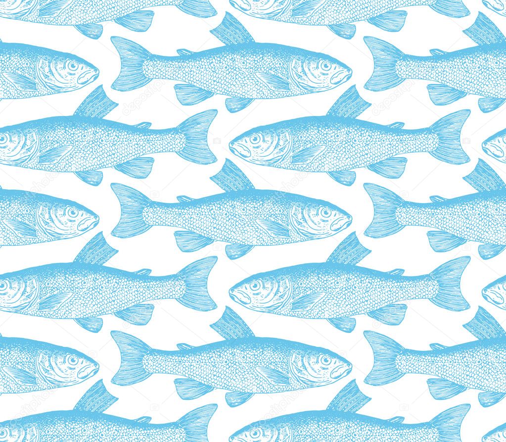 Seamless fish pattern (vector)