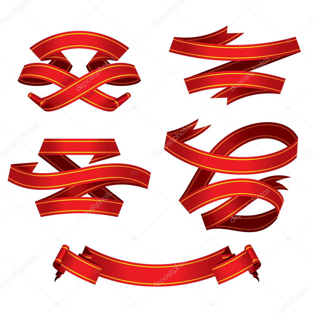 Red banners set (vector)