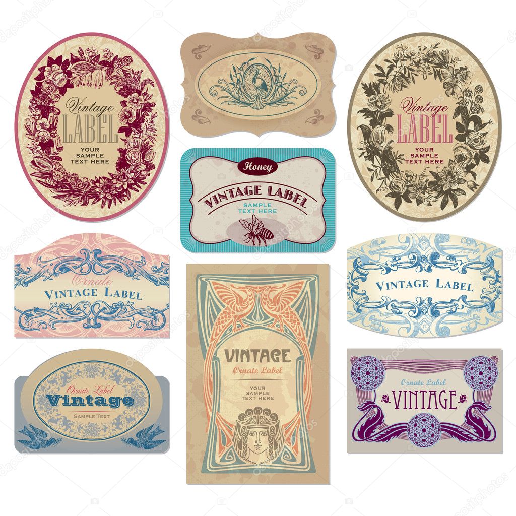 Vintage labels set (vector) — Stock Vector © milalala #3526057