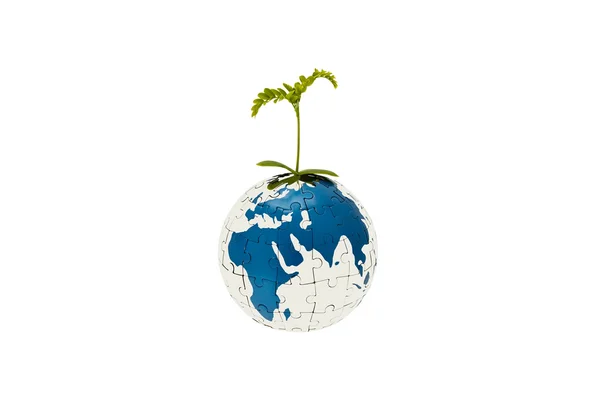 Globus mit Blättern — Stockfoto