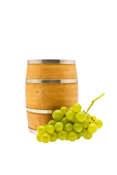 stock image Wine barrel and grapes