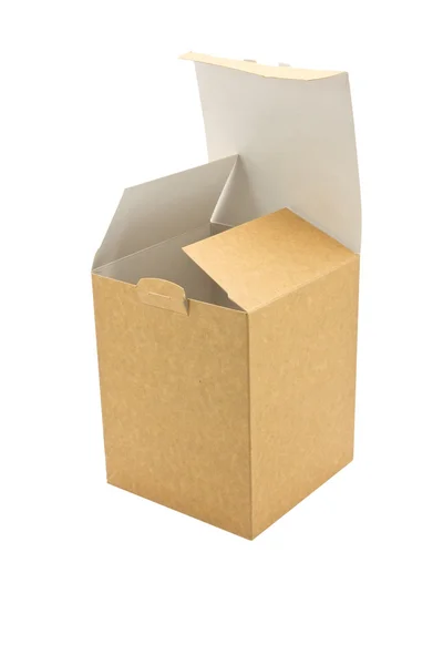 Boîte ouverte en carton sur fond blanc — Photo