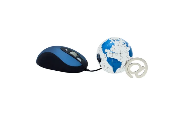 Компьютерная мышь и символ e-mai — стоковое фото
