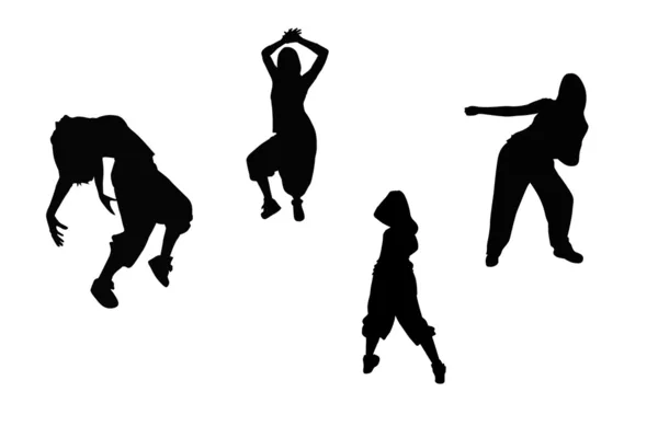 힙합 댄스 실루엣 — 스톡 사진