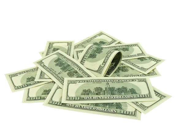 Stack of american dollars isolated on wh — Stock Photo, Image
