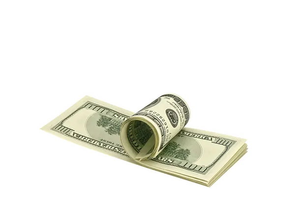 Rolo bancário de notas de cem dólares — Fotografia de Stock