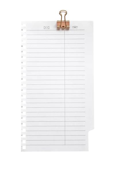 Blank note paper with clinch — Stock Photo, Image