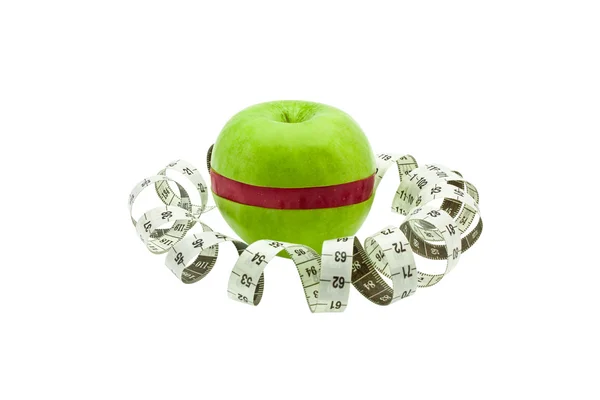 Mixed green apple with measuring tape — Stock Photo, Image