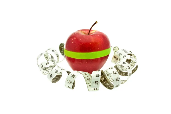 Mixed red apple and tape measure isolate — Stock Photo, Image