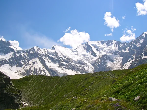 Высокие горы со снегом летом — стоковое фото