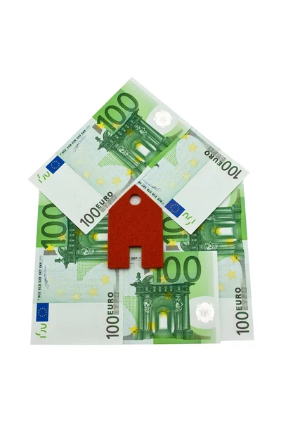 Ett hus gjort av pengar, euro — Stockfoto