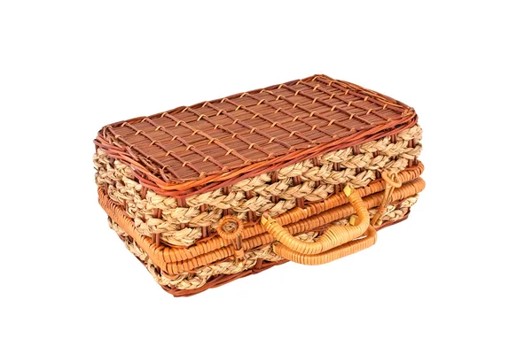 Wickerwork picnic basket — Stock Photo, Image
