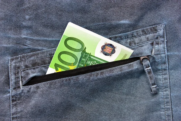 Euro banknotes in the back pocket — Stock Photo, Image
