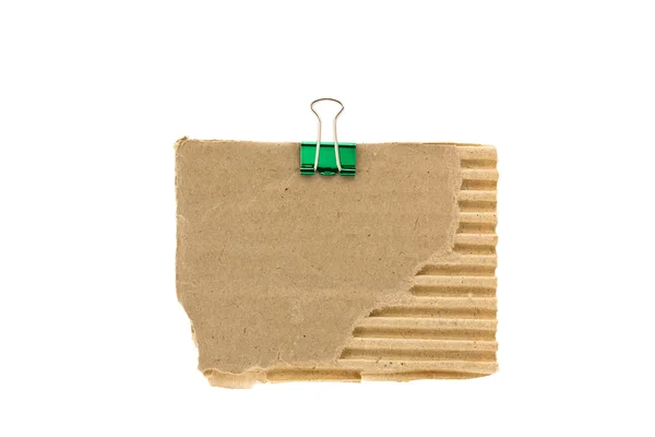 Cardboard with metal paper clamp — Stock Photo, Image