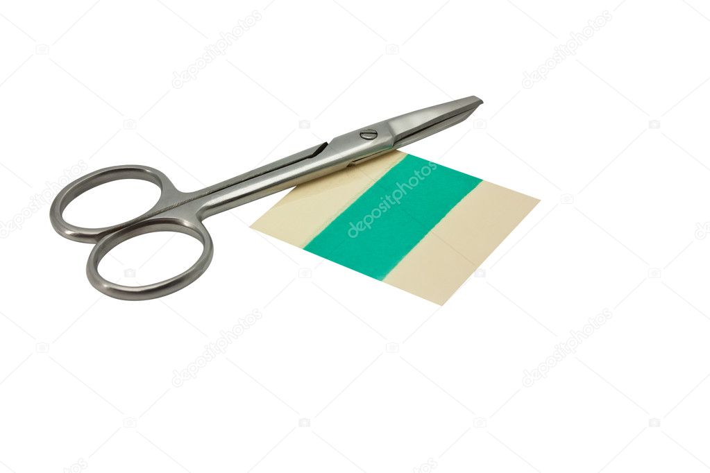 Medical scissors and bandage