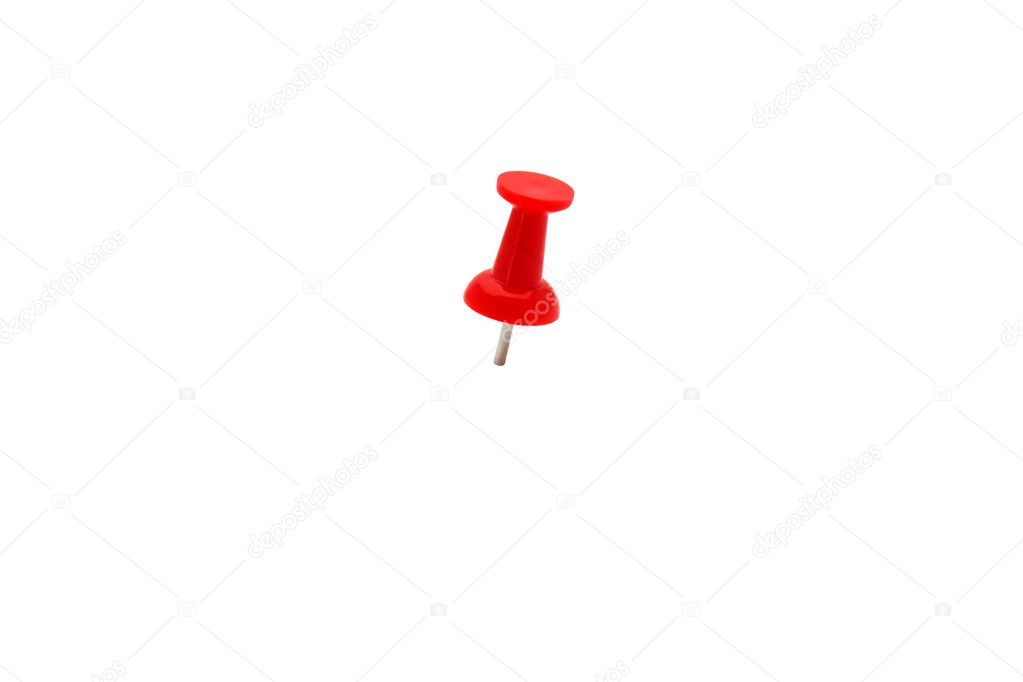 Closeup of red drawing pin