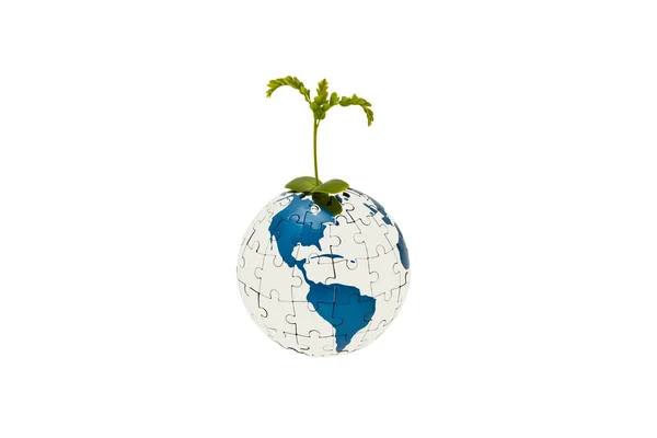 Globus mit Blättern — Stockfoto