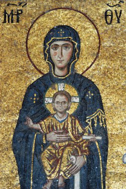 Mosaic of Virgin Mary and Chesus Christ clipart