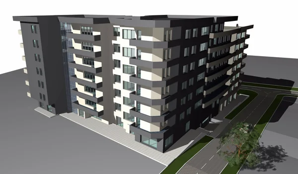 Representación 3D del edificio residencial moderno —  Fotos de Stock