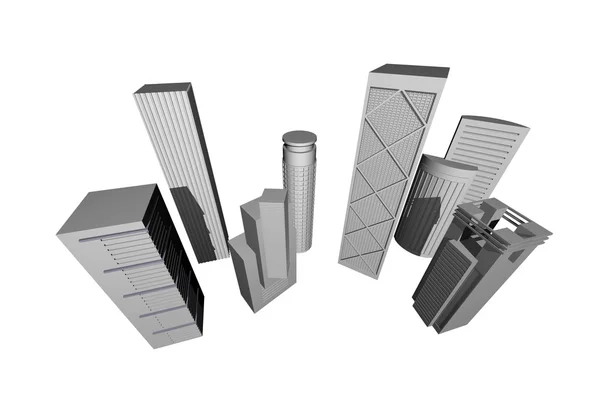 Αφηρημένη 3d καθιστούν από σύγχρονες ουρανοξύστες — Φωτογραφία Αρχείου