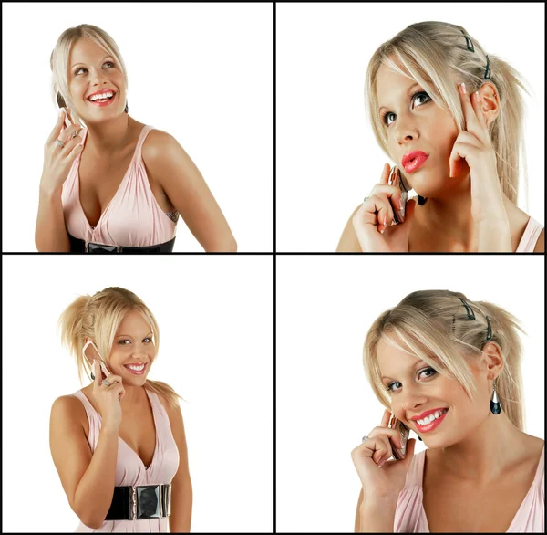 Female blonde beauty using cell phone — Stock Photo, Image