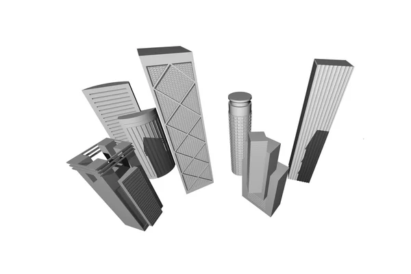 Abstract 3D render of modern skyscrapers — Stock Photo, Image
