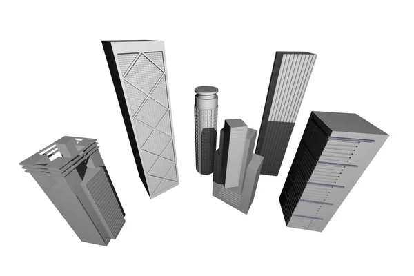 Abstract 3D render of modern skyscrapers — Stock Photo, Image