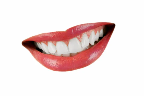 Lachende vrouw mond — Stockfoto