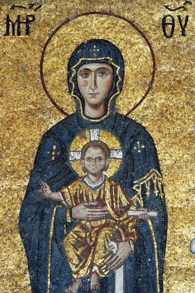 Mosaico della Vergine Maria e Cristo Chesus — Foto Stock
