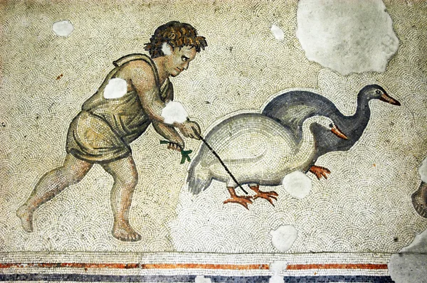 Child with geese, mosaic from Istanbul — Stock Photo, Image