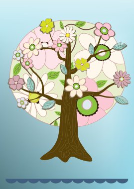  flower tree card clipart