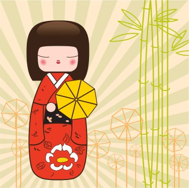 Kokeshi Japanese doll clipart