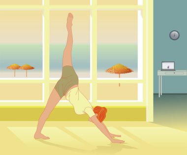 Yoga practice and Reiki self-healing clipart