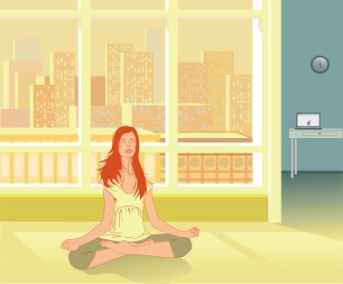 Yoga practice and Reiki self-healing clipart
