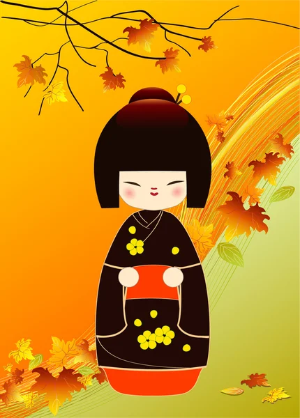 Cartão de boneca Kokeshi — Fotografia de Stock