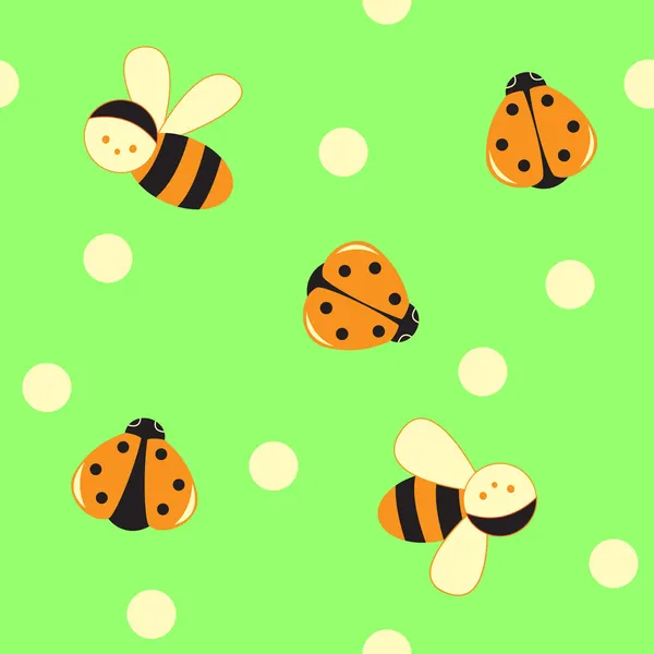 Patrón de insectos de dibujos animados sin costura —  Fotos de Stock