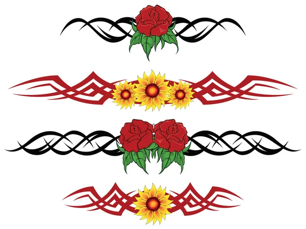 花の部族の入れ墨 — ストックベクタ