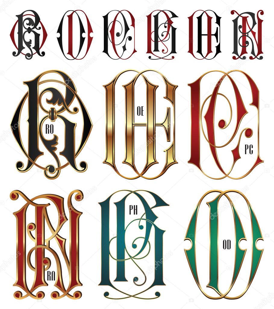 Set of interlocking letters
