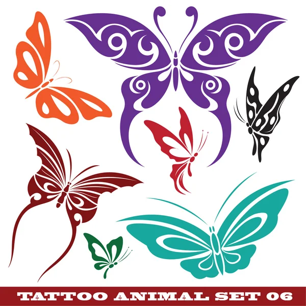 Modelli farfalla per tatuaggio — Vettoriale Stock