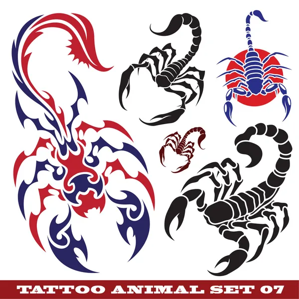 Sablonok skorpiók tetoválás — Stock Vector