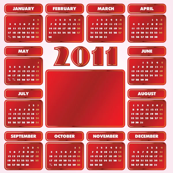 Calendrier pour l'année 2011 — Image vectorielle