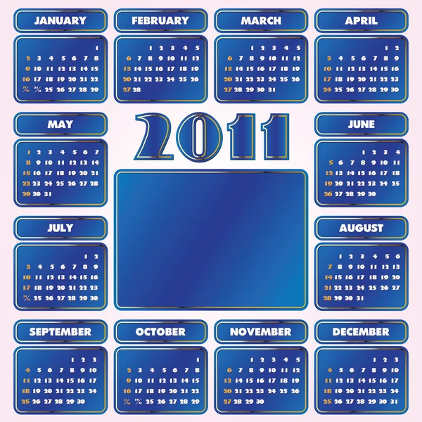 Calendar for Year 2011 — Stock Vector