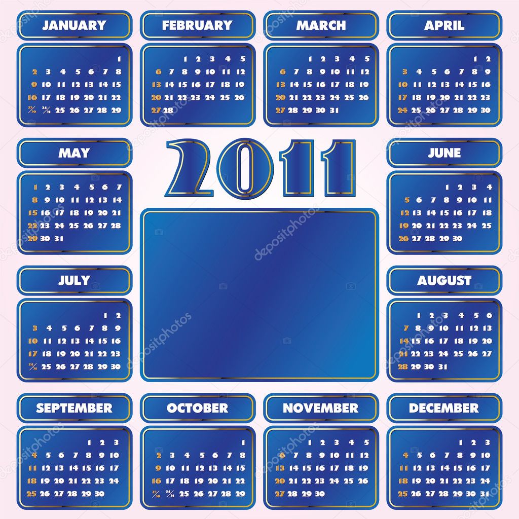 Calendar for Year 2011