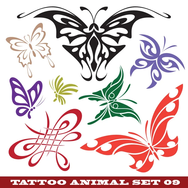 Modèles papillon pour tatouage — Image vectorielle
