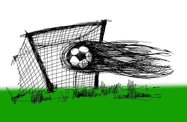 在一个足球上草绘 — 图库照片