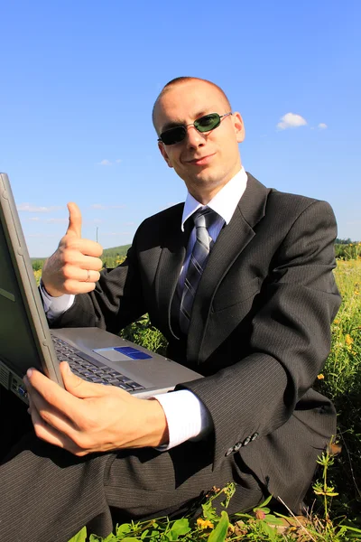 The businessman in the field Stock Picture
