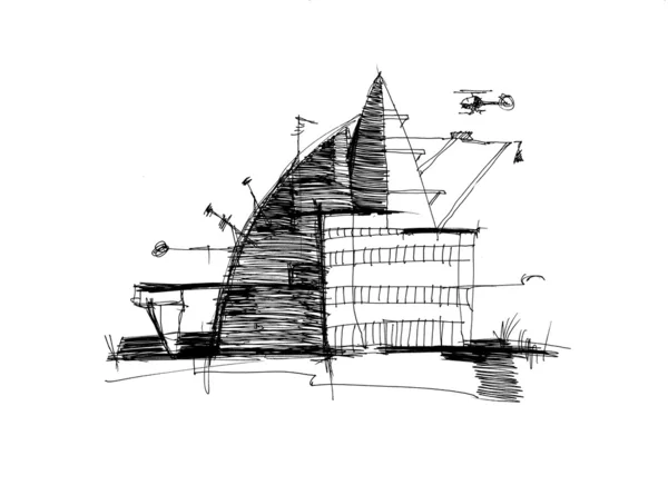 Sketch of the architectural concept — Stock Photo, Image