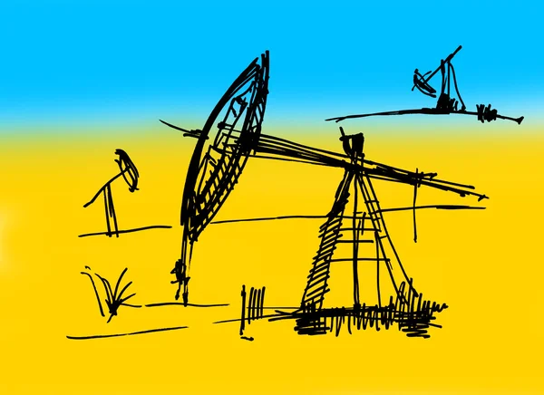 Эскиз нефтяной вышки — стоковое фото