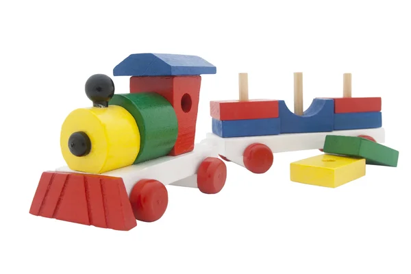 Treno in legno multicolore — Foto Stock